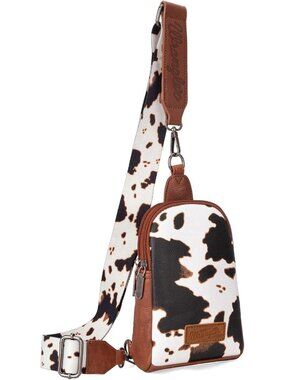 Wrangler Cow Print Crossbody Bags for Women Western Sling Bag with Adjustable St